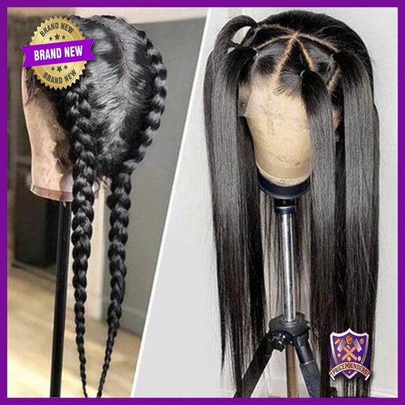 26 Inch Full Lace Human Hair Wig 180 Density Straight Pre Plucked